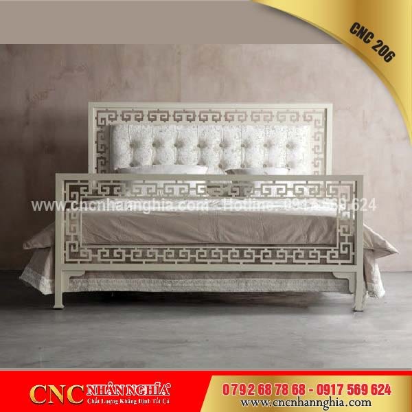 giường ngủ sắt mỹ thuật màu trắng