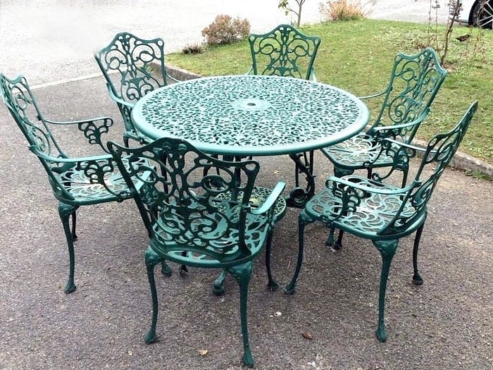 bàn ghế sắt mỹ nghệ xanh